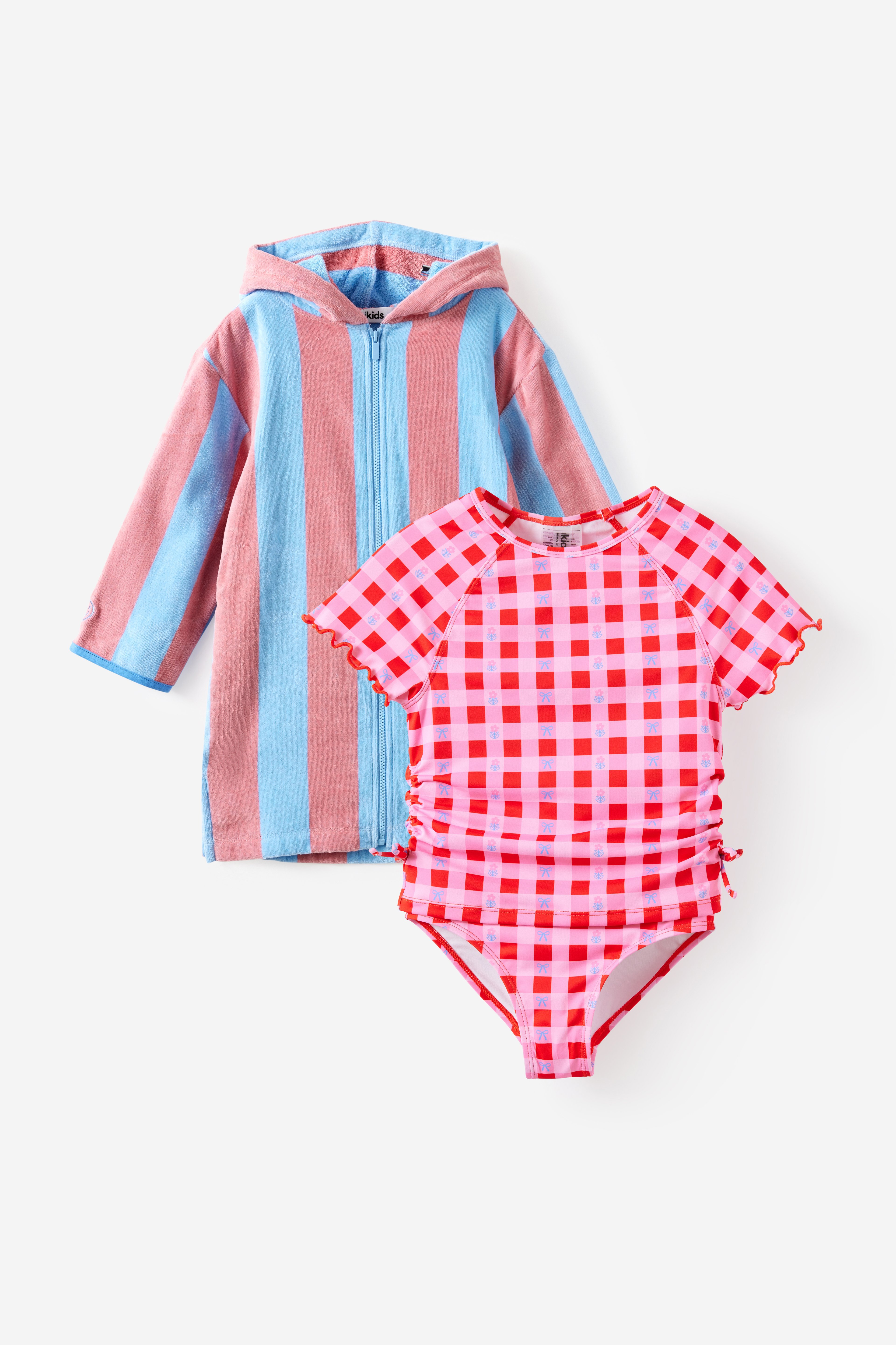 Girls Florence S/S Rashie + Bottom Set & Zip Thru Hooded Towel Set, 